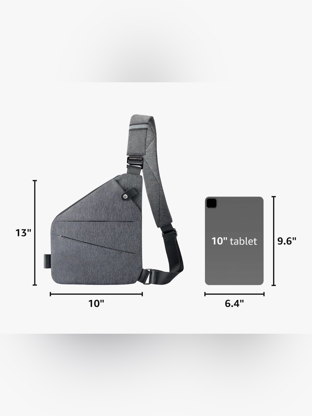 NWT Wander Anti-theft Black and Gray Sling Bag - Picture 4 of 4
